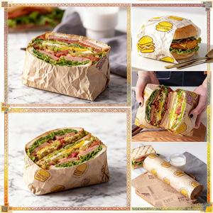 Restaurant Wholesale Reusable Wax <b>Wrap</b> <b>Paper</b> Custom Logo Sandwich <b>Burger</b> Hamburger Durable - Product Image 6