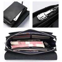 Tas Tangan Pria dengan Kunci Sandi Anti Maling, Tas Bisnis Fashion Pria, Tas Kulit PU Kasual Kapasitas Besar, Dompet Panjang