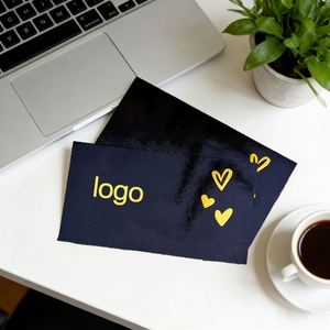 Carte de vœux en papier noir minimaliste personnalisable, design gratuit, directement de l'usine, idéale pour les cadeaux d'affaires et d'occasions spéciales - Product Image 1