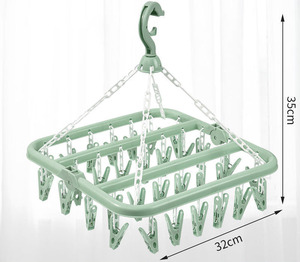 Séchoir à linge pliable à 32 pinces pour vêtements d'enfants et d'adultes, étendoir en plastique coupe-vent pour chaussettes et sous-vêtements, <span class=keywords><strong>cintre</strong></span> pour vêtements d'enfants - Product Image 6