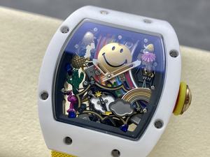 Reloj Mecánico de Lujo de Super Calidad, Resistente al Agua, 41 mm, Movimiento Automático, RM88 Smiley, Esqueleto de Cerámica Blanca - Product Image 3