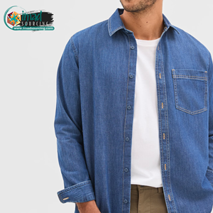 Chemise en jean classique pour homme, manches longues, respirante, confortable, en coton, décontractée, fermeture boutonnée, vêtement de travail, tendance - Product Image 4