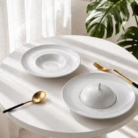 Assiette à soupe en céramique de haute qualité PITO, vaisselle moderne pour hôtel, restaurant, traiteur, assiette à soupe ronde blanche avec couvercle