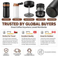 Botol Vakum Terisolasi Stainless Steel Mewah, French Press, Tahan Panas 6-12 Jam, Termos Mug Pembuat Kopi untuk Berkemah di Luar Ruangan