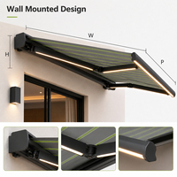 Auvent rétractable classique électrique à bras articulé, résistant au vent, pour terrasse, en aluminium, pour extérieur