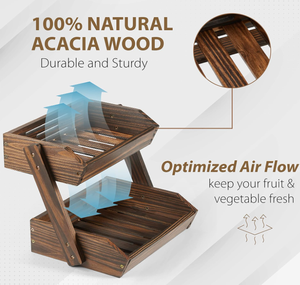 ตะกร้าผลไม้ไม้กระถินเทศ <span class=keywords><strong>2</strong></span> ชั้น ขนาดใหญ่ สำหรับขายส่ง ทนทาน เหมาะสำหรับจัดเก็บ - Product Image 4