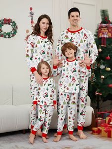 RUIQUWIN, conjunto de pijamas familiares de invierno, ropa de casa suave y transpirable con estampado de vacaciones, ropa de dormir a juego al por mayor para padres e hijos - Product Image 2