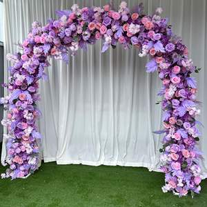 Cirkel Wit Roze Bloemen Toegangspoort Trouwkraam Bloemstuk Achtergrond Bruiloft Bloemenboog - Product Image 6