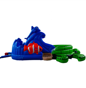 <span class=keywords><strong>Casa</strong></span> de rebote de tortuga inflable para niños comerciales con tobogán húmedo y seco Castillo de salto grande para alquilar - Product Image 3