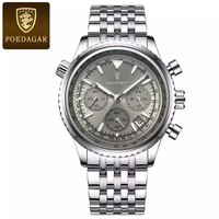 Montre pour homme Poedagar 960, étanche, lumineuse, luxe, acier inoxydable, chronographe, trois aiguilles, quartz
