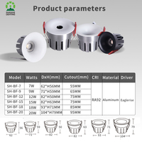 Shanhe Smart Dimmable 7w 9w 12w 15w 18w 20w Downlight Cob Réglable Anti Éblouissement Zigbee Cct Rgb Led Spot