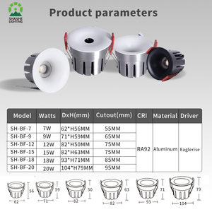 Shanhe thông minh <span class=keywords><strong>Dimmable</strong></span> 7W 9W 12W 15W 18W 20W Downlight <span class=keywords><strong>COB</strong></span> có thể điều chỉnh chống chói ZigBee CCT RGB <span class=keywords><strong>LED</strong></span> Spotlight - Product Image 2