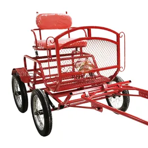 High Quality Direct factory Sightseeing Pony Horse Carriage/quadricycle two persons red Hand Pulled Rickshaw for tourist