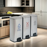 Poubelle à pédale en acier inoxydable avec couvercle, écologique, résistante à l'eau, pour usage intérieur/extérieur, séparation sec-humide, pour bureau et centre commercial