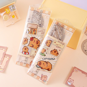Hottest Capibara <strong>Ruler</strong> Set Student Drawing 20cm Transparent Plastic <strong>Ruler</strong> <strong>Protractor</strong> <strong>Triangle</strong> 4PC Set Stationery Set - Product Image 5