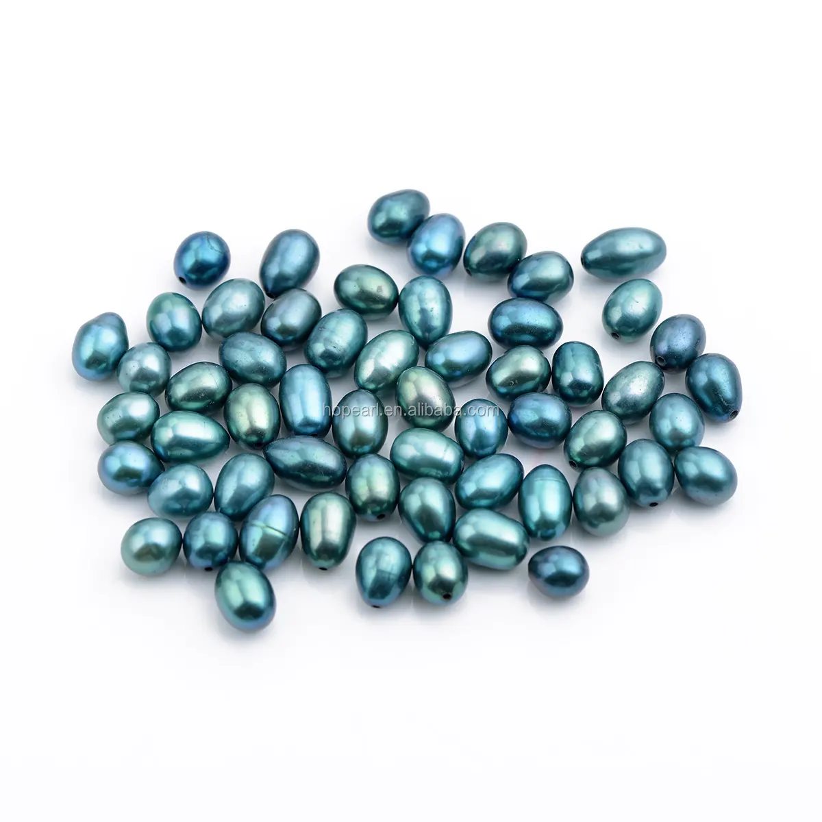Perles d'eau douce, vente en gros, mélangées vert et bleu, forme de paon, larme à demi-perceuse, ample, LPB59, 6-9mm, vente en gros