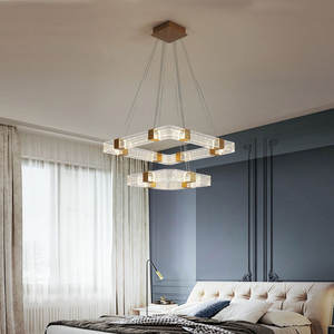 Zeal Lighting Adjustable Height Nordic Geometric <b>Chandelier</b> Gold Acrylic Pendant Lights for Home Hotel Restaurant - Product Image 3