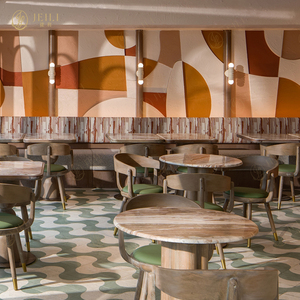 कॉफी शॉप कैफे होटल रेस्तरां लकड़ी की मेज और कुर्सी फर्नीचर के लिए चीनी रेस्तरां सोफे बूथ बैठने के लिए फर्नीचर सेट किया - Product Image 3