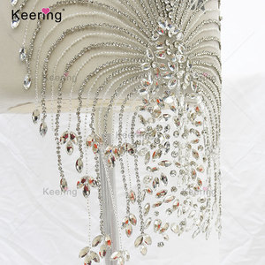Đẹp thời trang pha lê thêu Wedding Dress Rhinestone <span class=keywords><strong>appliques</strong></span> vạt áo WDP-109 - Product Image 5