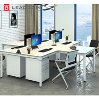 LEADCOM LS-418ST Poste de travail modulaire moderne pour 4 personnes, structure en aluminium, 90 degrés, pour bureau et aménagement de bureaux professionnels