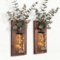 Pot Tanaman Dinding untuk Tanaman Indoor, Dekorasi Kayu Kaca untuk Kamar Mandi, Vas Dinding Kayu Modern Farmhouse untuk Bunga Kering