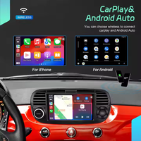 Autoradio Android Podofo 7 pouces 4+64G avec Carplay sans fil, Android Auto, GPS, Wifi, FM, RDS pour Fiat 500 2007-2015 OEM
