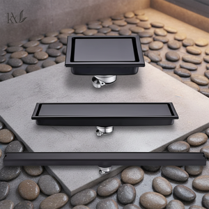 <span class=keywords><strong>Desagüe</strong></span> de Piso para Baño, Ducha o Bañera, Rectangular, de Acero Inoxidable, Color Negro Mate, Diseño Lineal, Duradero - Product Image 1