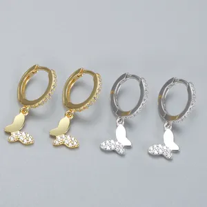 2024 Earrings Trendy 925 Sterling Silver Asimetrik Butterfly Earrings Set Luxury Diamond Gold Plated Hoop Earrings For Women