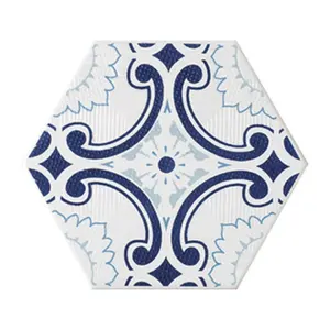 Azulejos de cerámica para decoración artística de baño, azulejo de pared con forma hexagonal, diseño único y fresco