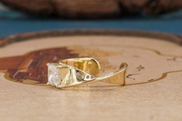 Anillo de Dedo con Forma de Curva Princesa Elegante, Oro Sólido de 14K, Diamante Cultivado en Laboratorio, Hecho a Mano, Lujoso, Unisex, Certificado IGI
