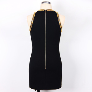 Luxe noir formel <span class=keywords><strong>Cocktail</strong></span> tenue robe de bal or perlé Sequin gland sans manches soirée Mini robes pour les femmes - Product Image 5