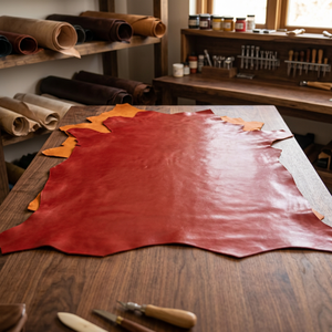 Paneles de Cuero Vacuno Genuino con Grano Ceroso y Suave, Lámina Roja Sólida para Zapatos - Product Image 3