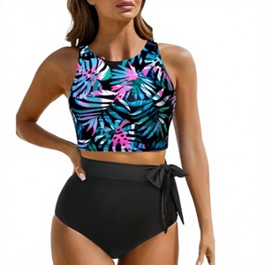 ORILELEE Solid Push Backless Crop <b>Top</b> Beach Bikini 1-Piece Swimsuit for Women <b>Plus</b> <b>Size</b> Spandex/Polyester - Product Image 3