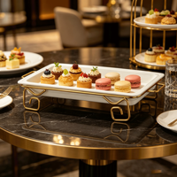 Plateau de service en céramique FLEY pour la décoration de table, support de présentation pour aliments froids, idéal pour la restauration et les buffets
