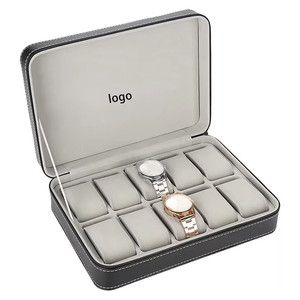 Boîte de rangement pour montres en cuir PU à 10 emplacements, étui de présentation de montres de voyage avec fermeture éclair pour collection de montres-bracelets - Product Image 4