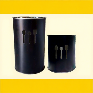 Support de rangement cylindrique en métal noir pour vaisselle, type sur pied, durable, finition peinture cuite, à un seul niveau, pour cuisine - Product Image 4