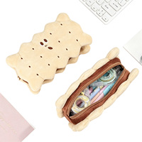 Estuche de Lápices de Felpa con Forma de Galleta de Sándwich, Estuche de Papelería de Felpa Suave para Niñas, Niños, Estudiantes, Oficina, Almacenamiento Escolar