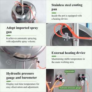 เครื่องเคลือบกัมมี่ เครื่องผสมเคลือบช็อกโกแลตคาราเมล เครื่องเคลือบน้ำตาล เฟนเนล อัลมอนด์ ถั่วลิสง พร้อมเครื่องขัดเงา - Product Image 3