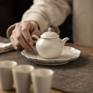 Guanlan Wood Ash Ceramic Teapot Porcelain Round With Lid Kung Fu <b>Tea</b> <b>Set</b> For Afternoon <b>Tea</b> Office Reception - Product Image 1