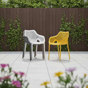 Chaise d'extérieur empilable en <span class=keywords><strong>plastique</strong></span> résistant aux intempéries, idéale pour les cafés, les patios et les terrasses domestiques – Vente en gros directe usine à prix abordable - Product Image 1