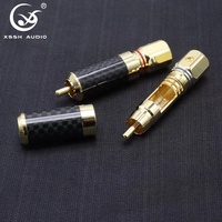 YIVO XSSH Audio bricolage OEM Home cinéma HiFi coque en Fiber de carbone plaqué or 24K 11mm fil RCA prise Max connecteurs Jack"