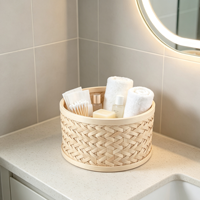 Panier de rangement rond tressé naturel en gros, petit panier cylindrique en copeaux de bois pour l'organisation de la chambre, de la salle de bain, du bureau et de la maison
