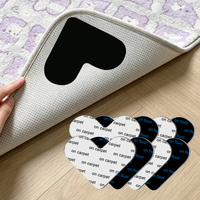 Lot de 4 Grips Antidérapants en PU en Forme de Cœur pour Tapis, Réutilisables et Lavables, pour Sols en Bois Dur et Carrelage