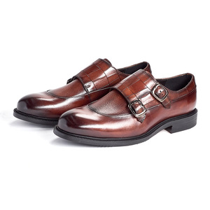 Zapatos Monk Strap Negros para Hombre, de Cuero Genuino, Estilo Boda, Cierre de Hebilla, Suela de Goma, para Todas las Temporadas, Estilo Casual - Product Image 5