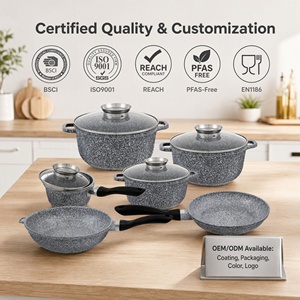 Set di 12 Pezzi di Pentole e Padelle Classiche in Alluminio Pressofuso Antiaderente per Cucina Familiare, Hotel, Ristorante, Set di Pentole Personalizzabile OEM - Product Image 3