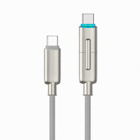 Kabel Pengisian Daya 2 in 1 C ke C, 140W, Lampu Warna-warni, Kecepatan Tinggi, Dapat Disesuaikan, OEM ODM Pabrik