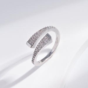 custom plata 925 <b>sterling</b> <b>Silver</b> open chunky hip hop <b>rings</b> <b>adjustable</b> aquamarine zircon wedding layered finger <b>ring</b> for woman - Product Image 1