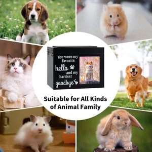 Wooden Pet Urn Rectangle Ash <b>Box</b> With Photo Frame For Dog Cat <b>Memorial</b> <b>Keepsake</b> Secure Storage - Product Image 2