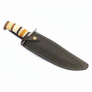 Couteau Bowie de chasse en acier damas de haute qualité fait à la main couteau de Camping polyvalent en plein air gaine de qualité bricolage avec lame - Product Image 1