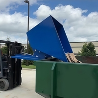 Bac basculant pour chariot élévateur, capacité 1 mètre cube, robuste, à basculation automatique
